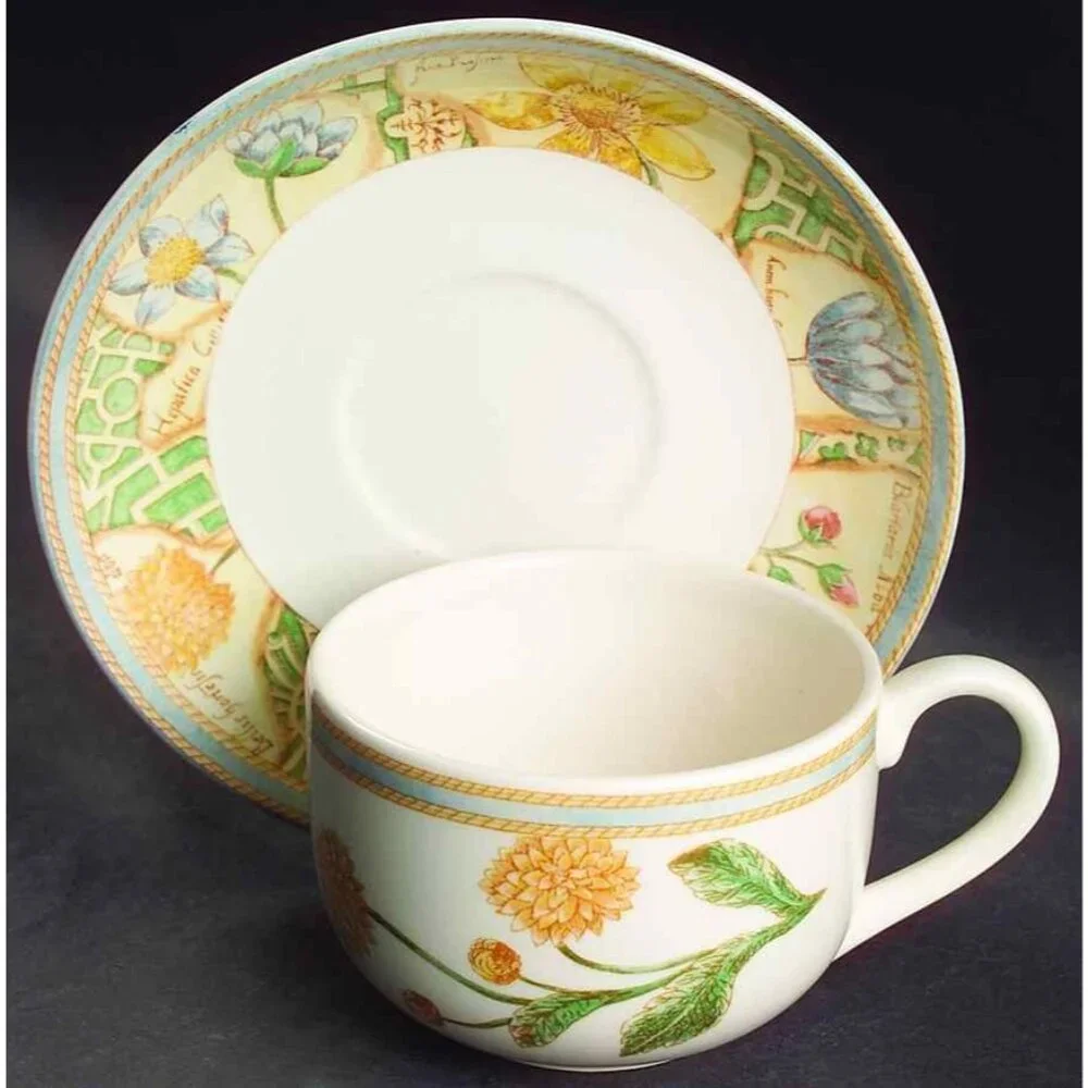 Vintage Wedgwood Home Garden Maze Set Of 2 Cups & Saucers Floral Design